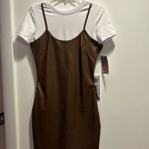 2 piece casual faux leather dress and crop top